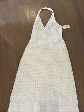 White Halter Eyelet Midi Dress - Women NWT med